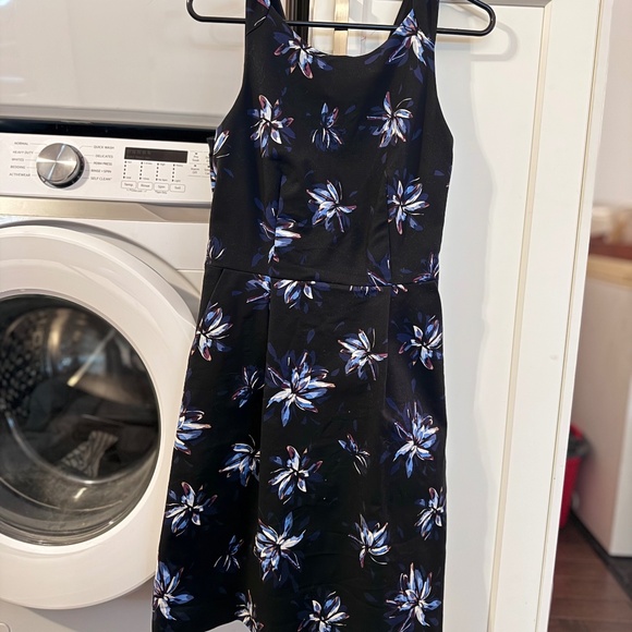 RW&Co. Sleeveless Fit And Flare Floral Dress Black Blue Size 6 - Picture 1 of 3